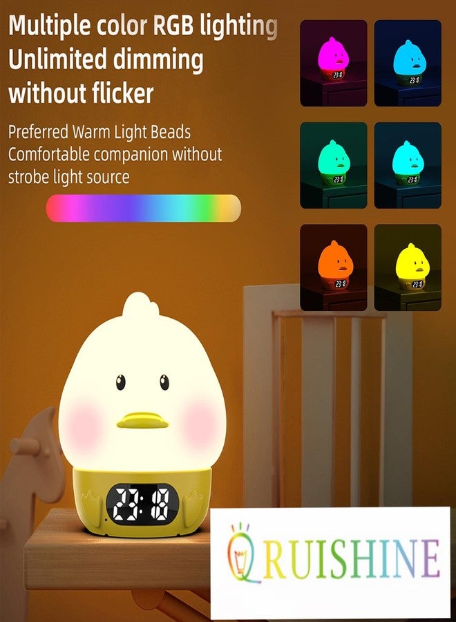 RUISHINE Alarm Clock Lights for Kids-Duck Night Lights,Temperature Display,RGB Color Changing, Wake up Timer, Rechargelable Touch Lamp for Breastfeeding,Silicone Baby Nursery Nightlight Duck - Image 2